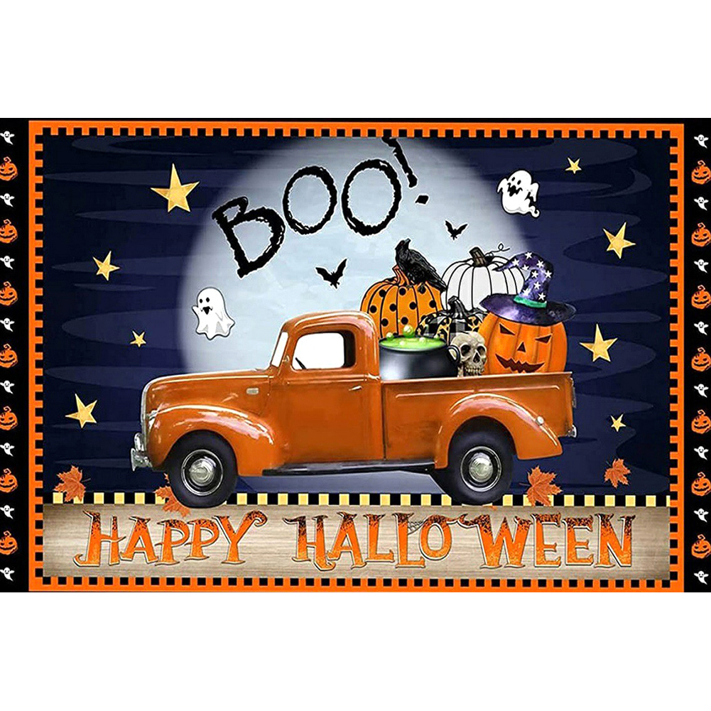 

Halloween Car - 11CT Stamped Cross Stitch - 40*60CM (Big Size), 501 Original