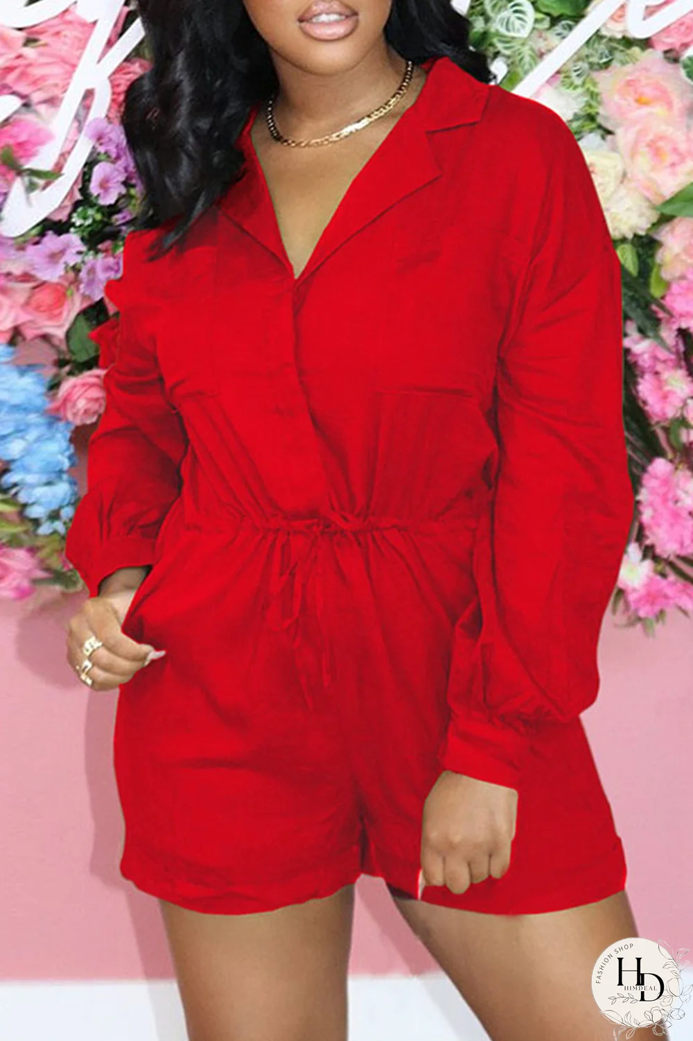 Cream White Casual Solid Patchwork V Neck Regular Jumpsuits