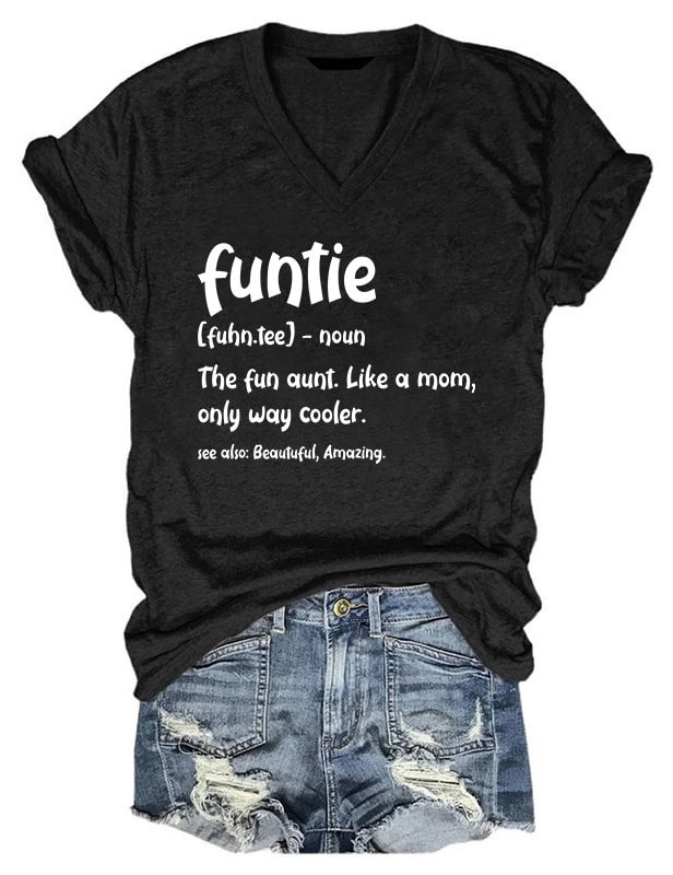 Funtie Aunt V-Neck T-Shirt