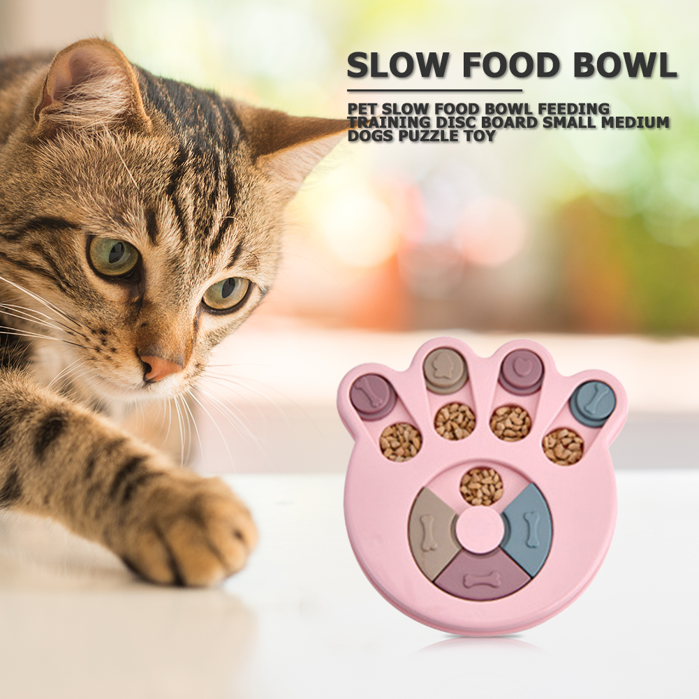

Pet Slow Food Bowl Feeding Training Disc Board Small Medium Dogs Puzzle Toy, Pink, 501 Original