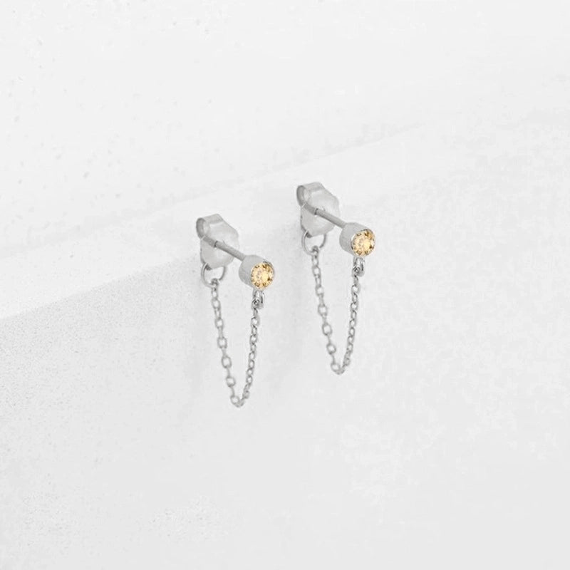 1 Pair Minimalist Geometric Inlay Stainless Steel Rhinestones 14K Gold Plated Rose Gold Plated Drop Earrings