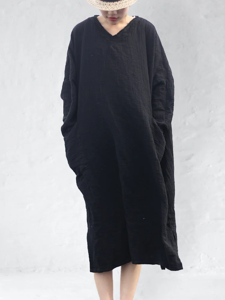 Patch Pocket Frayed Cocoon Maxi Dress
