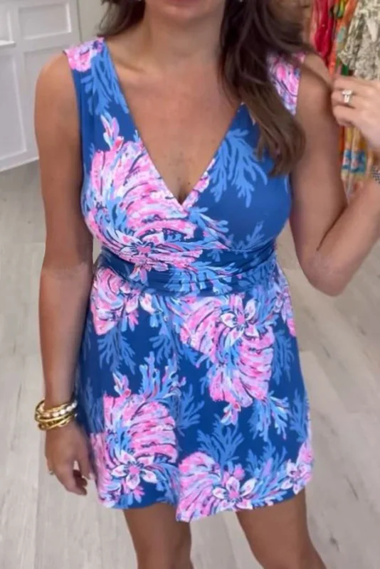 Floral Sleeveless V-Neck Romper Dress