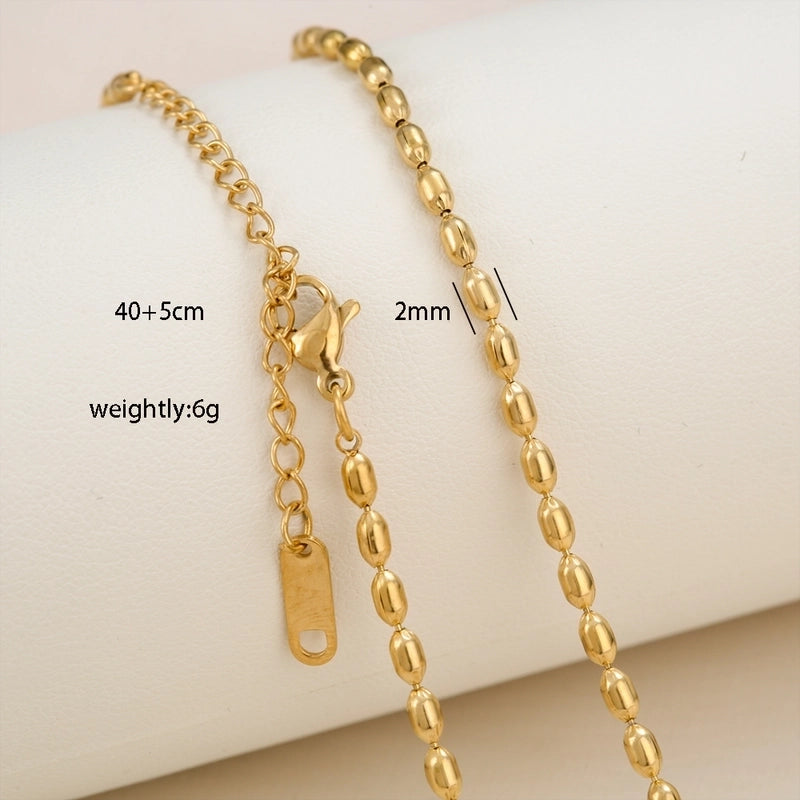 Basic Minimalist Solid Color 304 Stainless Steel 18K Gold Plated Necklace