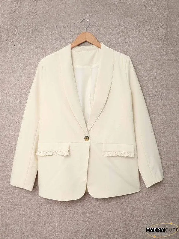 Solid Lapel Button Long Sleeve Blazers