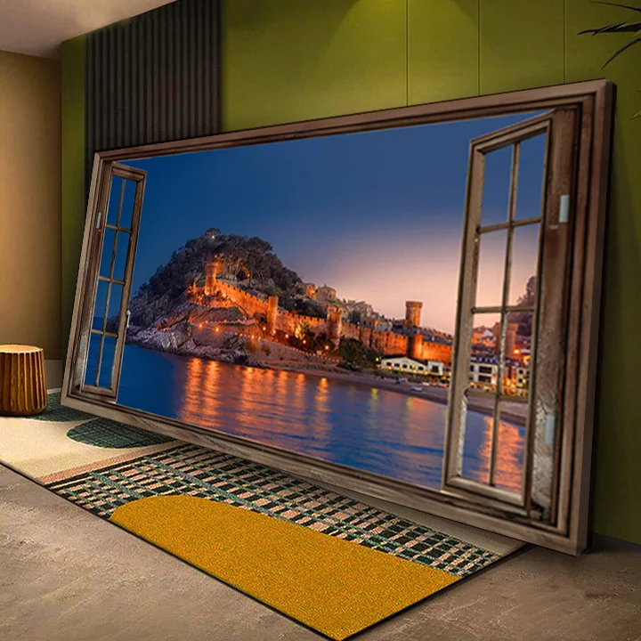 Night view of ancient Spanish city Window Canvas
