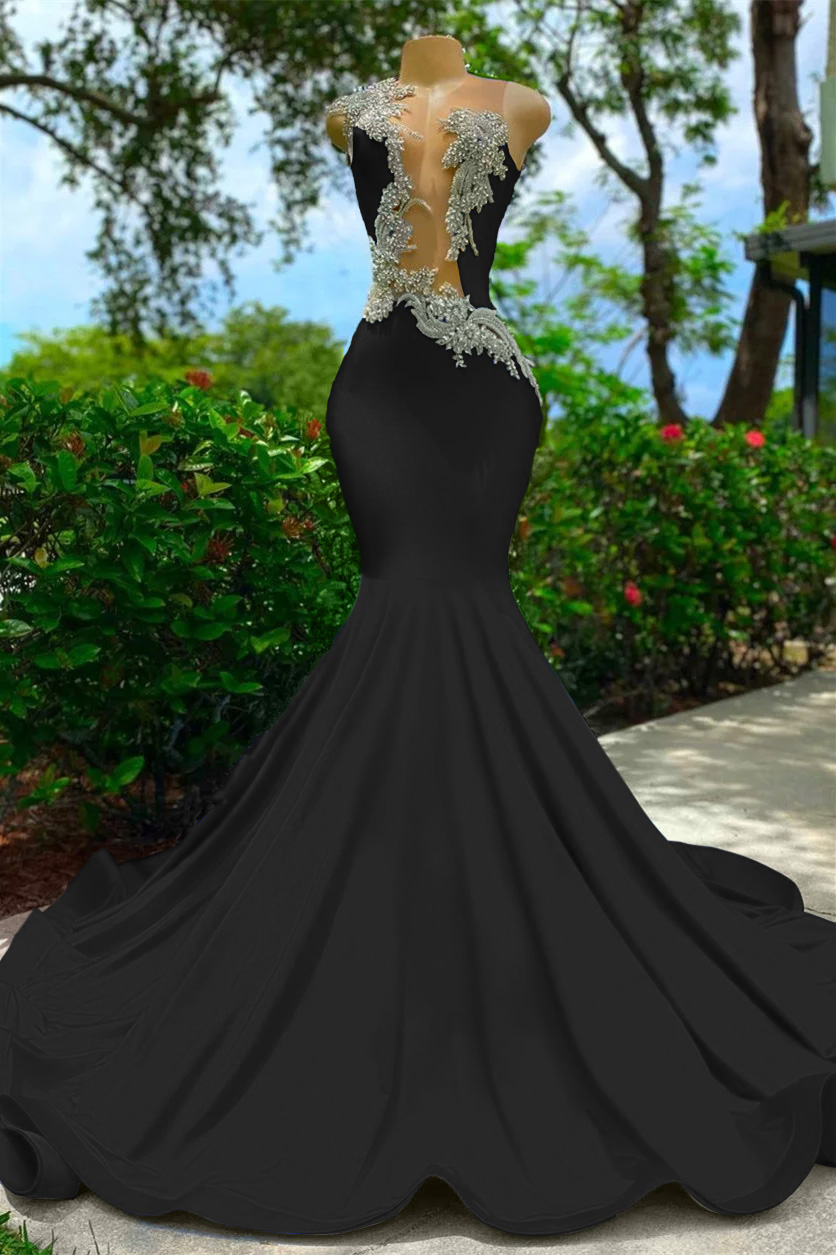 Royal Blue Sleeveless Mermaid Prom Dress with Sexy Cut Out and Appliques YL0100
