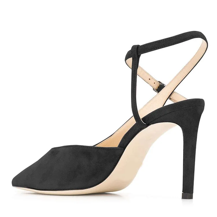 Black Clear Stiletto Heels Slingback Pumps Office Shoes |FSJ Shoes