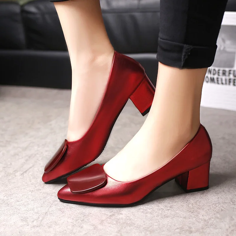 Punklens Fashion PU Leather High Heels Women Pumps Pointed Toe Work Pump Stiletto Woman Shoes Wedding Shoes Office Career Elegant Pumps