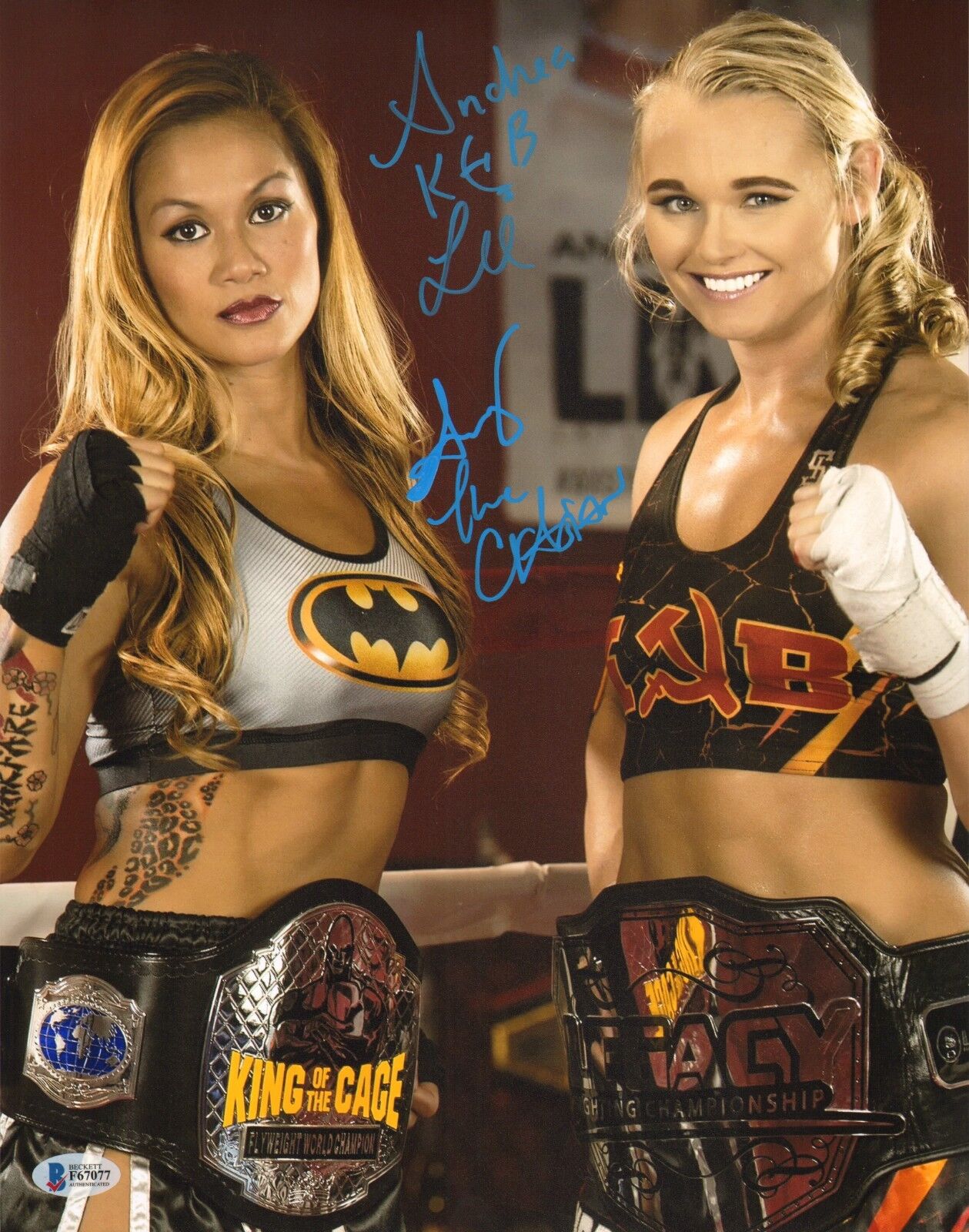 Andrea KGB Lee Andy Nguyen Signed 11x14 Photo Poster painting BAS COA UFC KOTC LFA Belt Picture