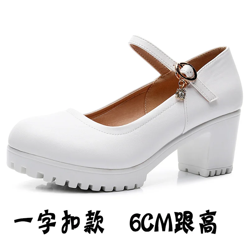 Breakj Breakj Head Shallow Mouth 8CM High Heels Waterproof Table Thick-Bottomed Cheongsam Shoes Model Show Shoes Magic Sticky Women Singles Shoes