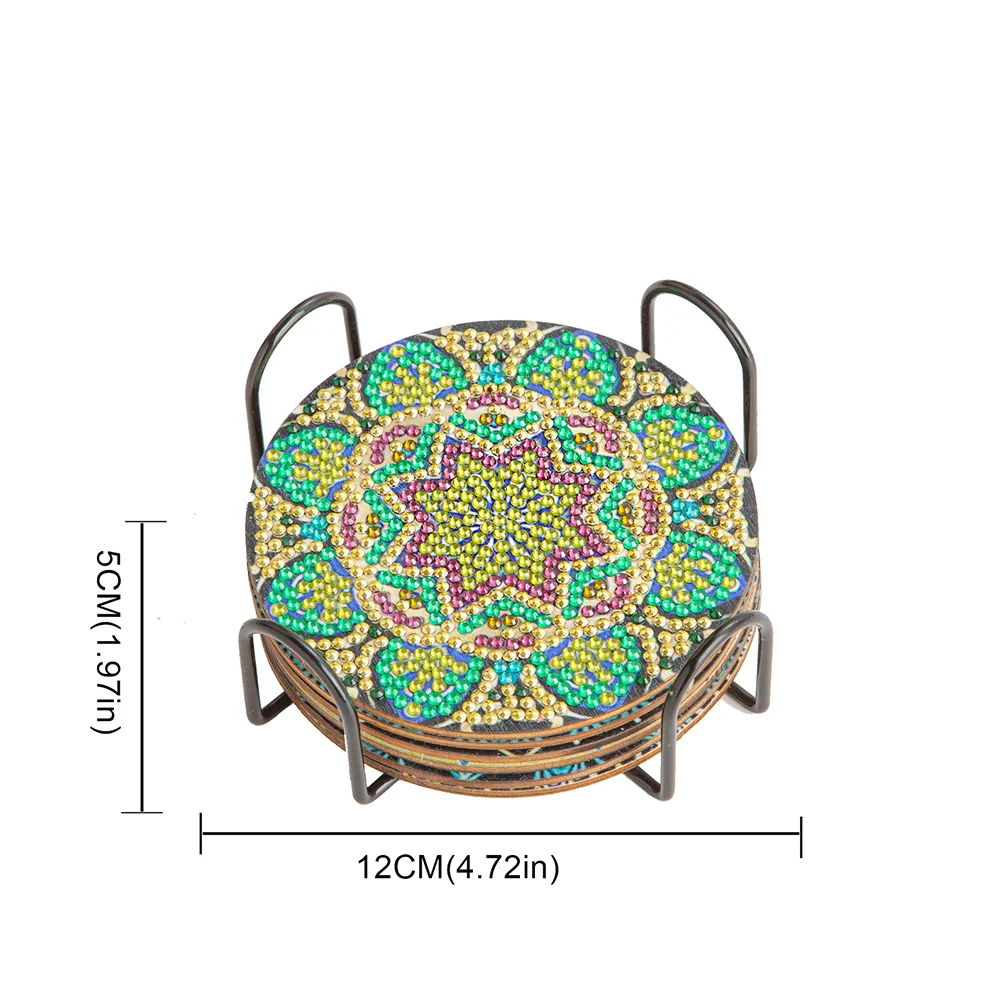6pcs DIY Mandala Anti Slip Coasters Stackable Creative for Tabletop Protection
