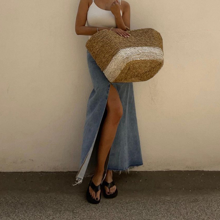 Ootddress 2025 New Casual High Waist Denim Skirts Women Spilt Out Maxi Jean Skirt Summer Holiday Long Skirts