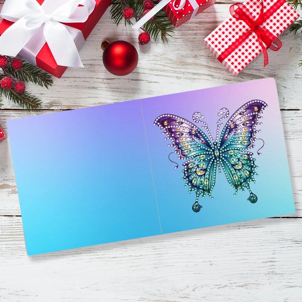 6pcs DIY Butterfly Special Shape Diamond Painting Greeting Card Kit【With White Envelope】