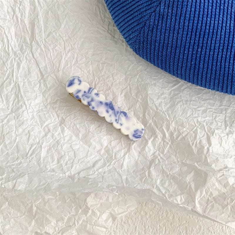 Ethnic Style Blue And White Porcelain Acetic Acid Sheets Stoving Varnish Hair Clip Hair Claws 1 Piece