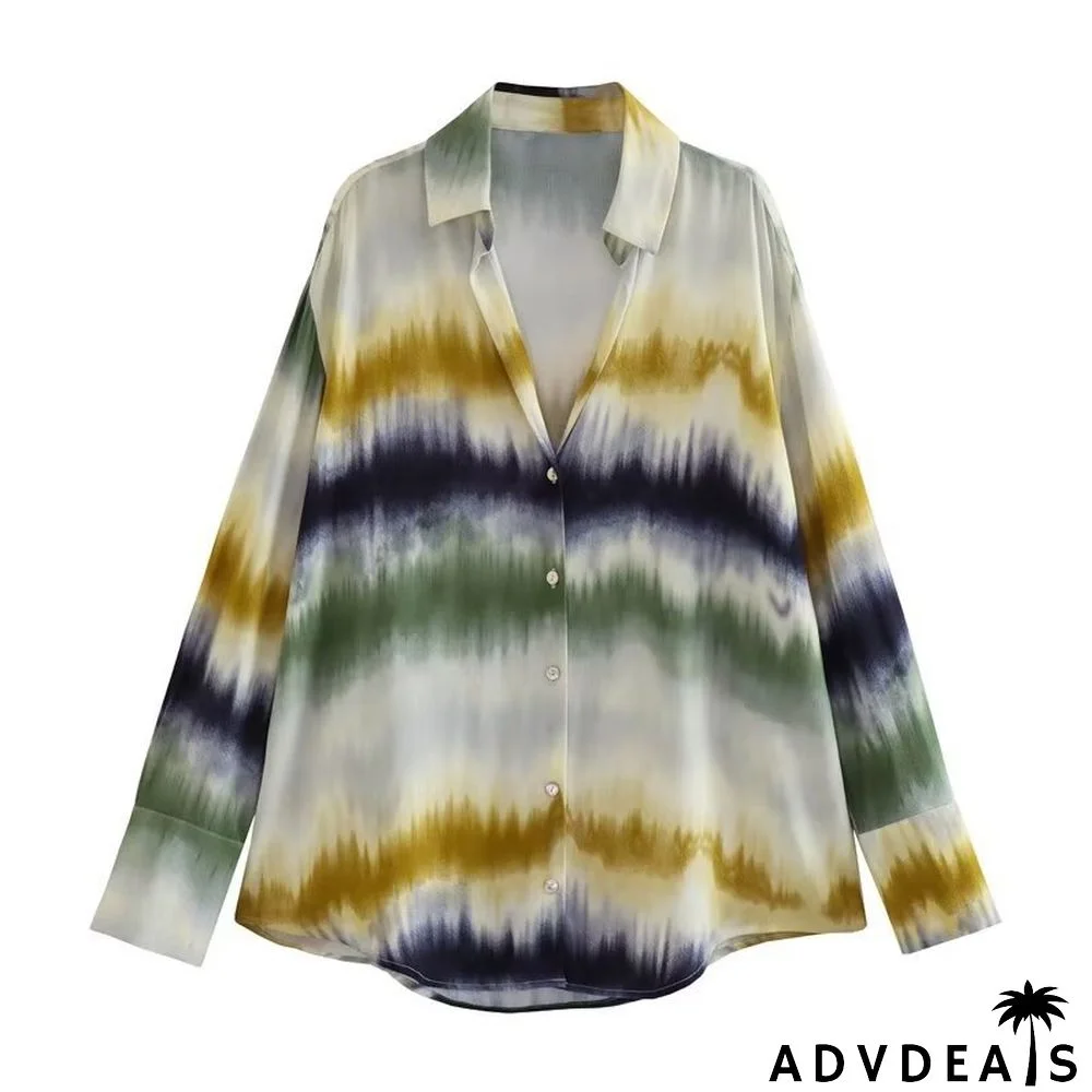 Tie Dye Blouse + Pants Straight Pants Set
