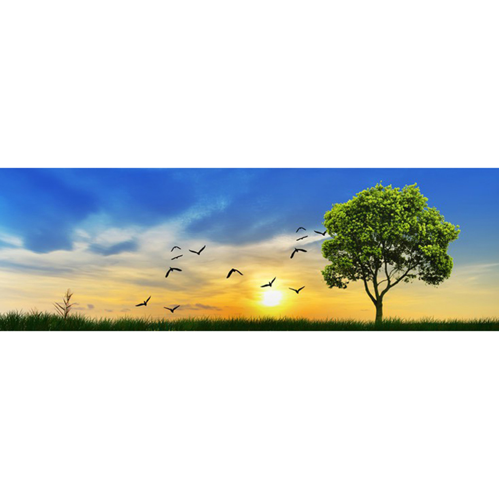 

80*30CM - Round Drill Diamond Painting - Tree with Sunrise, 501 Original