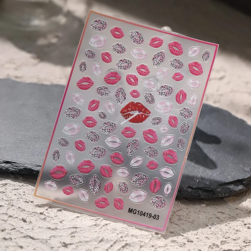 Churchf New 3D Self-Adhesive Bohemia Lovly Red Lips Image Nails Stickers for Nails Sticker Decorations Manicure Z0452