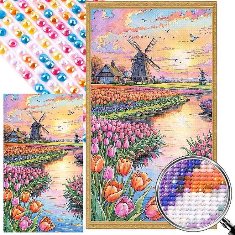 Windmills Home - Full Round - Diamond Painting(45*75cm)