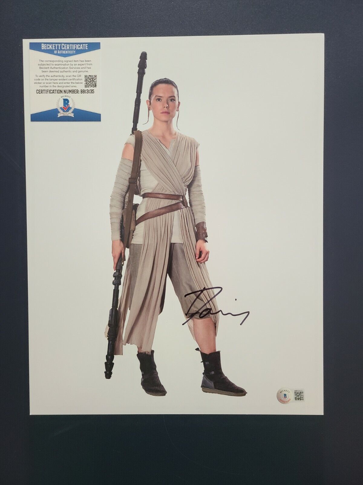 DAISY RIDLEY signed 11x14 STAR WARS REY Photo Poster painting Beckett BAS