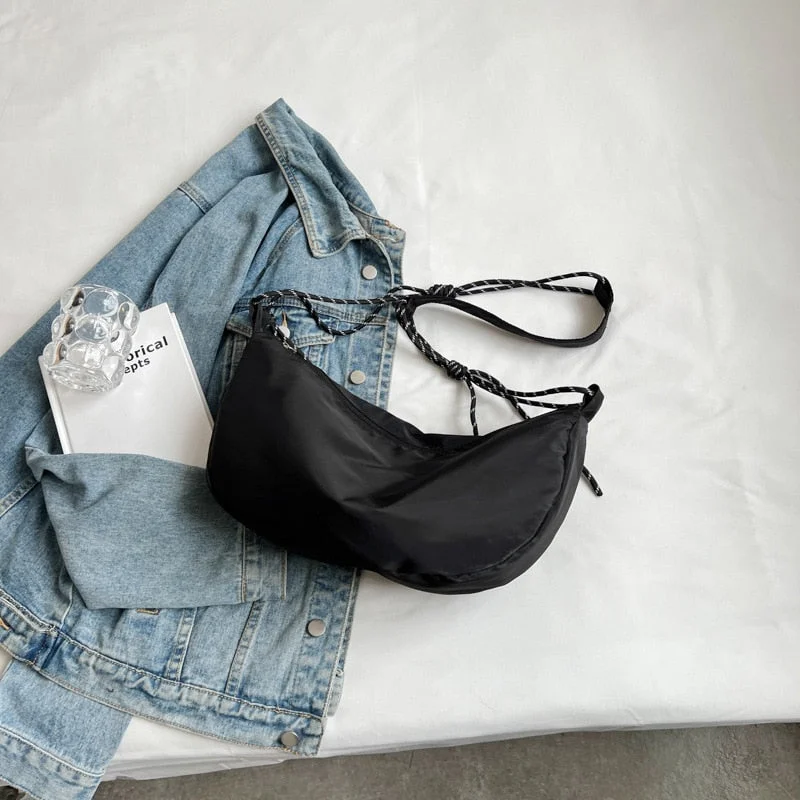 Back to school New Nylon Cloth Shoulder Bags Vintage Solid Color Hobos Bag Casual Large Capacity Diagonal Bag Fashion Versatile Women Handbag