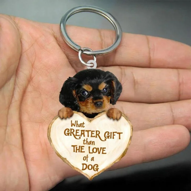 VigorDaily Cavalier King Charles Spaniel What Greater Gift Than The Love Of A Dog Acrylic Keychain GG038