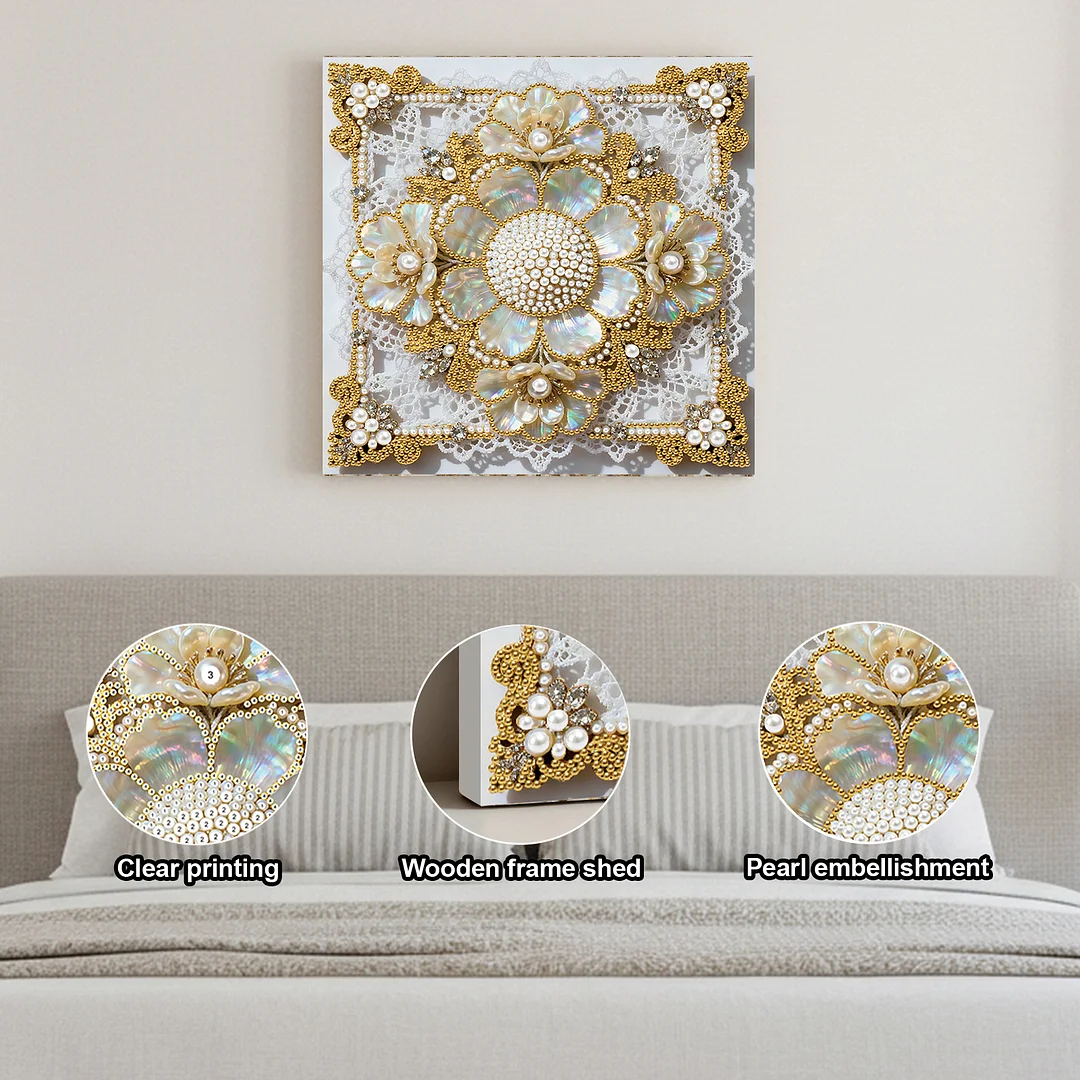 Flowers DIY Pearl Diamond Art Kit for Adults Home Decor 25x25cm With Frame