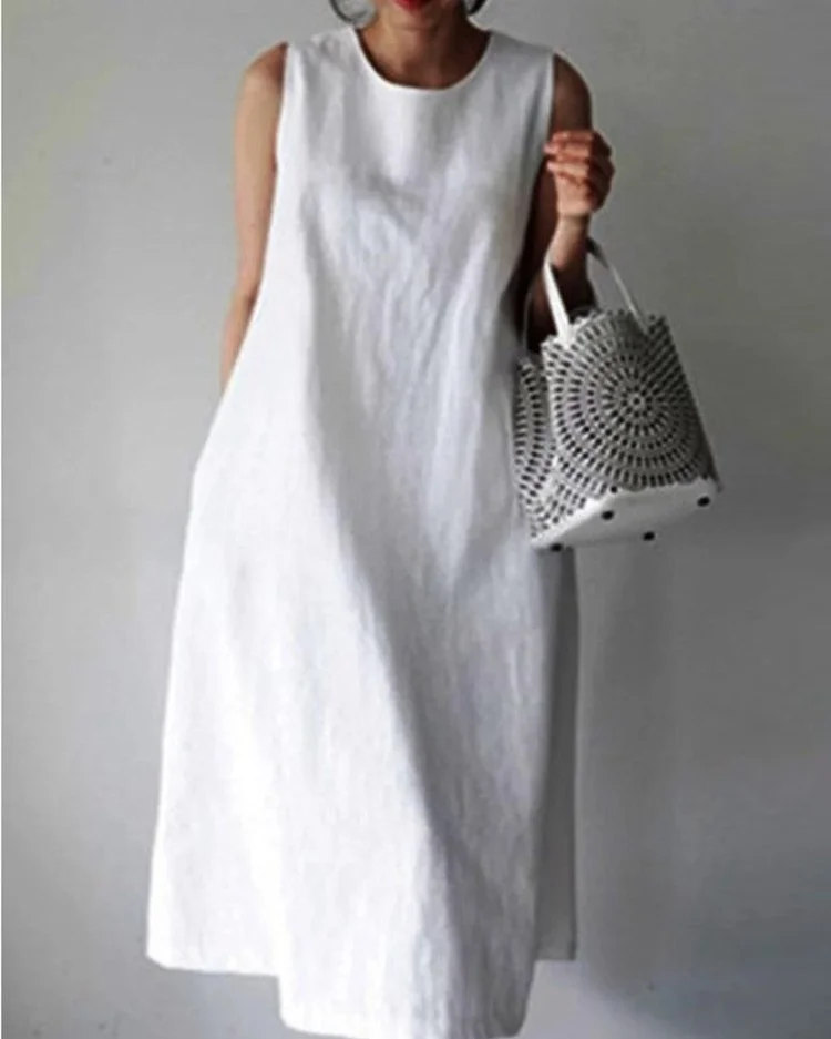 Round Neck Sleveless Women Dress