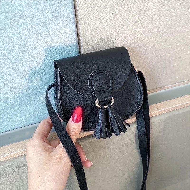 Women’s Mini Pu Leather Solid Color Fashion Round Magnetic Buckle Crossbody Bag