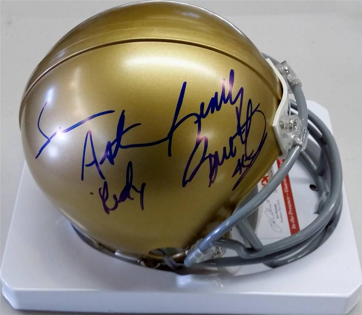 SEAN ASTIN & RUDY RUETTIGER Signed NOTRE DAME Mini Helmet PSA/DNA COA +Pic Proof