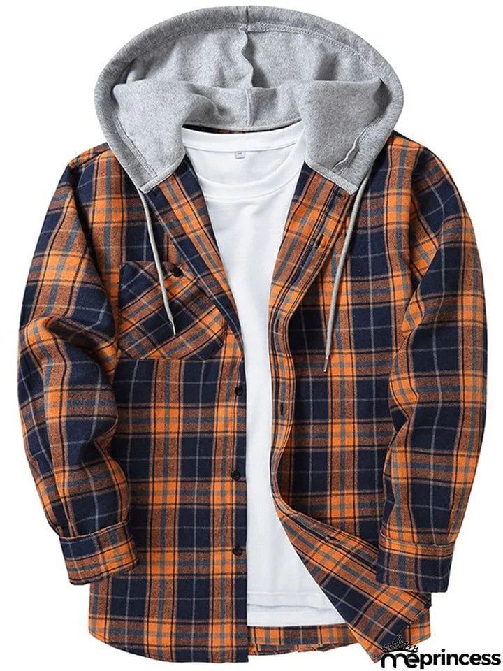 Spring Autumn Men's Trendy Plaid Hoodies