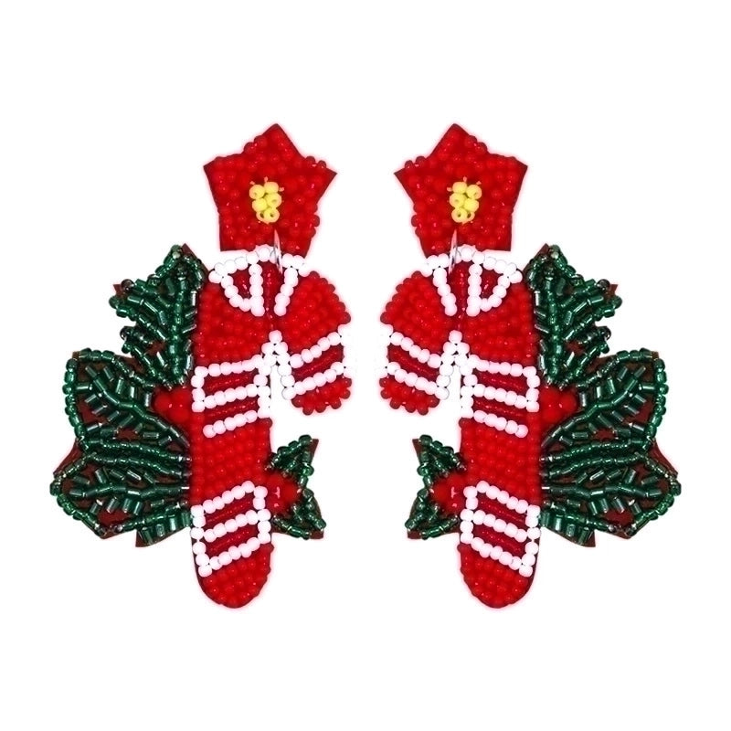 1 Piece Handmade Christmas Hat Christmas Tree Bell Handmade Plating Cloth Silver Plated Drop Earrings