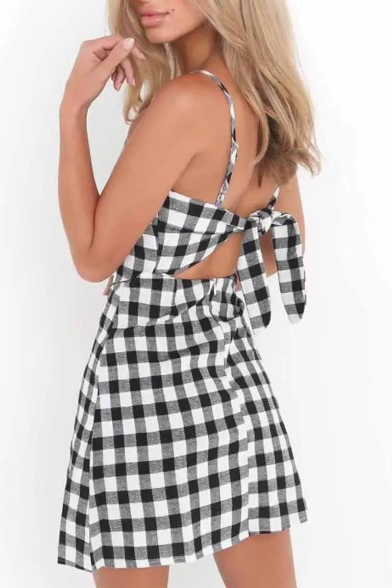 Sexy Backless Bow Mini Dress