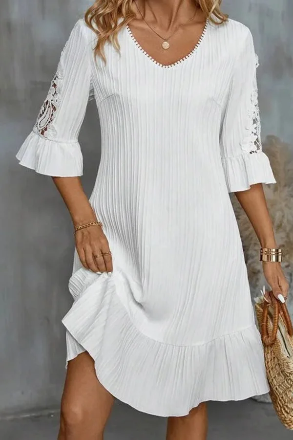 White Basic Midi Dress