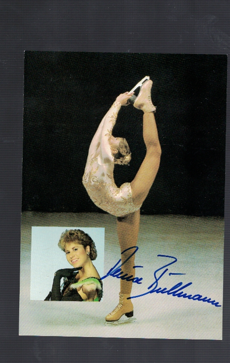 Denise Biellmann Swiss USA Figure Skating Signed 4 x 6 Photo Poster painting Card W/Our COA B