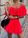 Solid Color Off-The-Shoulder Mini Dress