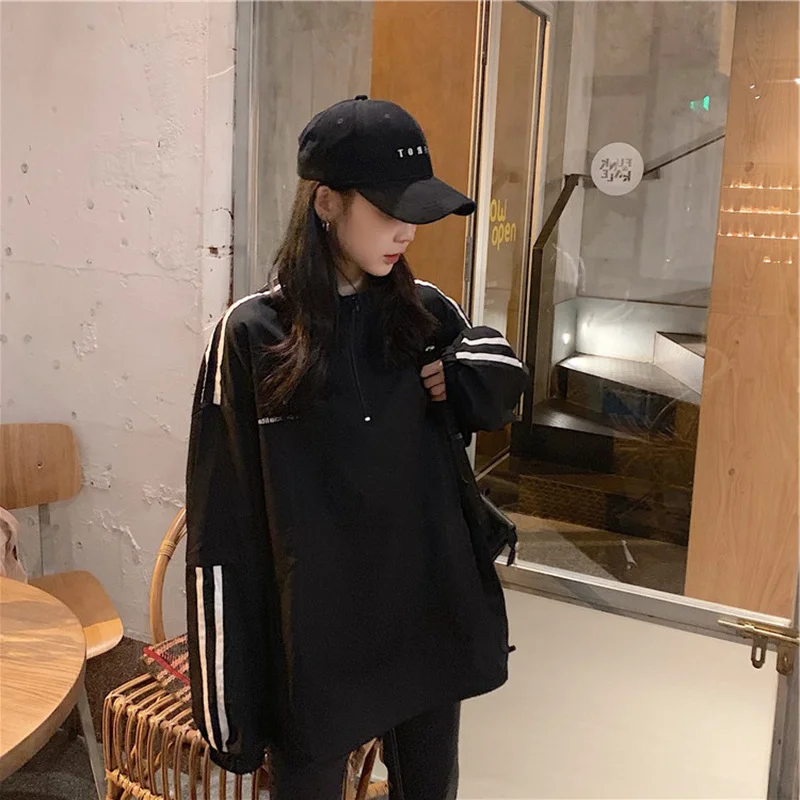 Brownm Brownm Web Celebrity Zipper Hoodie Female Spring And Autumn Thin Model 2024 New Korean Version Stripe College Wind Student Jacket Ins