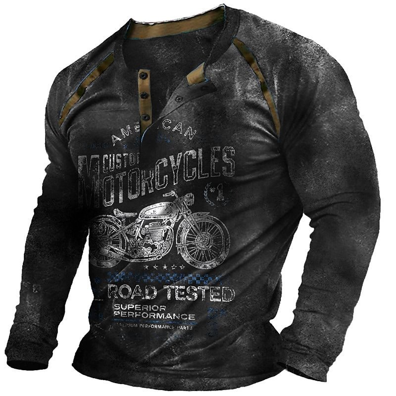 Men's Henley T-shirt 3D Print Graphic Patterned Motorcycle Henley