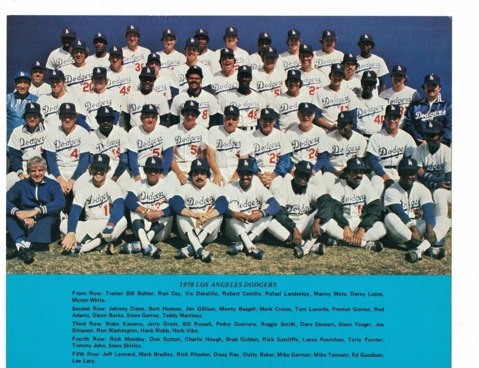 1978 Los Angeles Dodgers 8x10 Baseball Team Issue Photo Poster painting CH103