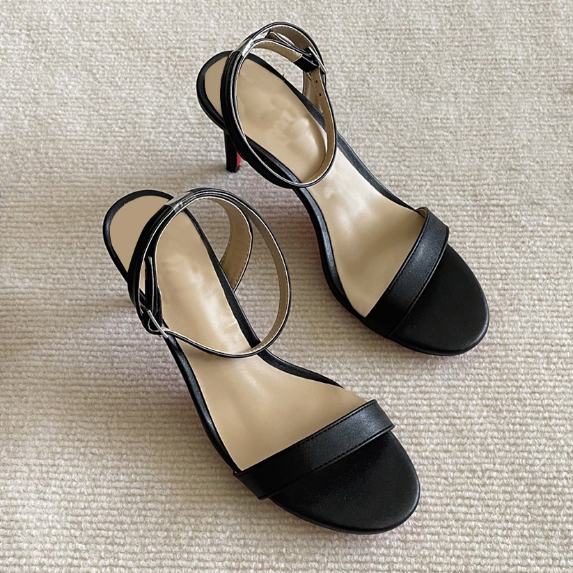 65mm Women's Sandals Red Bottom High Heels Open Toe Ankle Strap Shoes Sandals-MERUMOTE