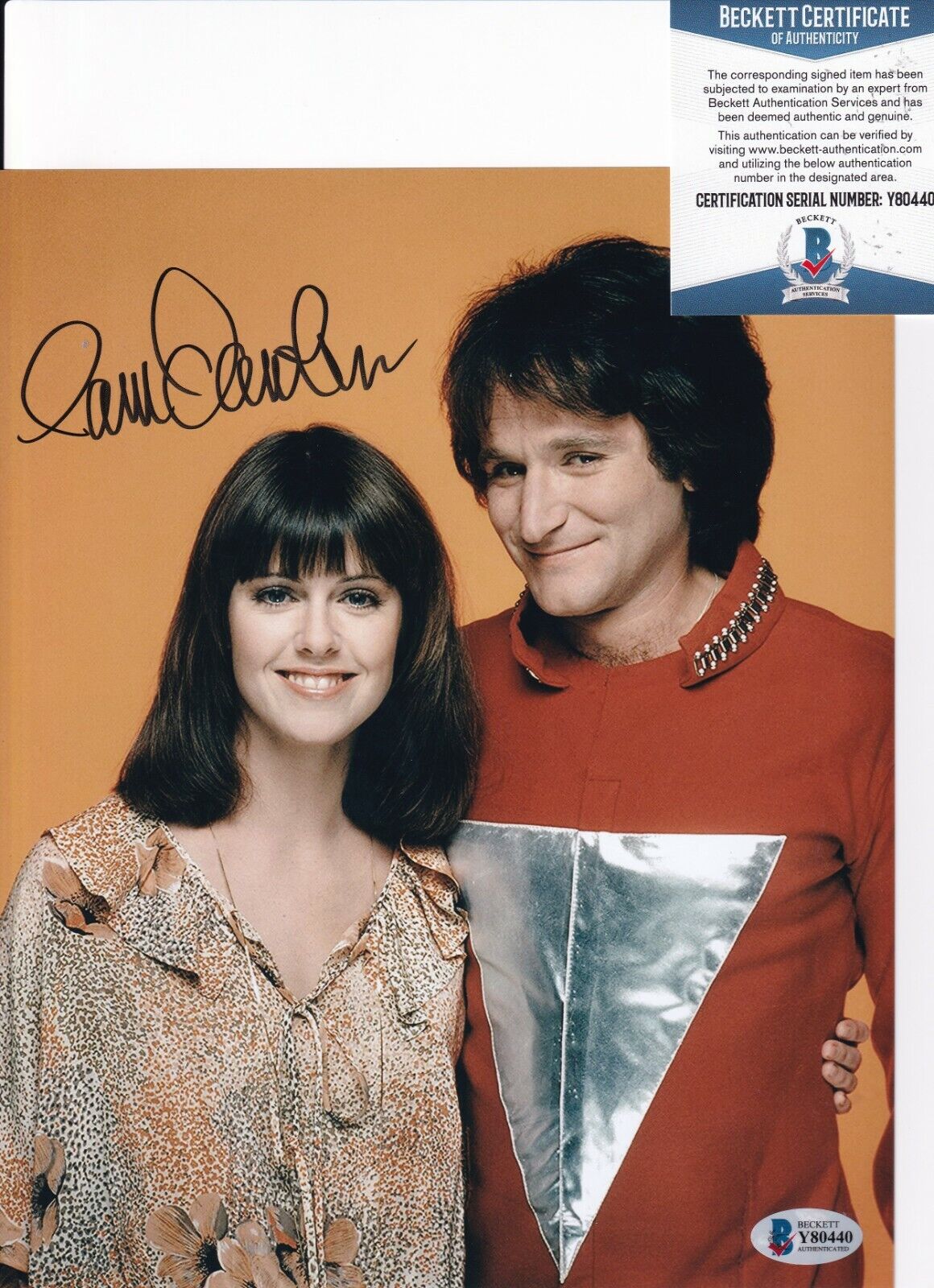 PAM DAWBER signed (MORK & MINDY) Mindy McConnell 8X10 Photo Poster painting BECKETT BAS Y80440