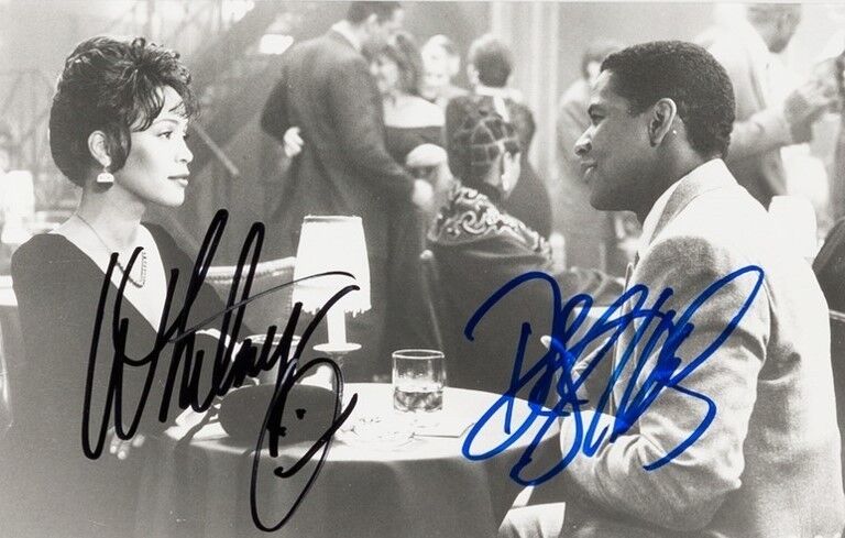 WHITNEY HOUSTON / DENZIL WASHINGTON Signed Photo Poster paintinggraph Pop Singer Actor preprint