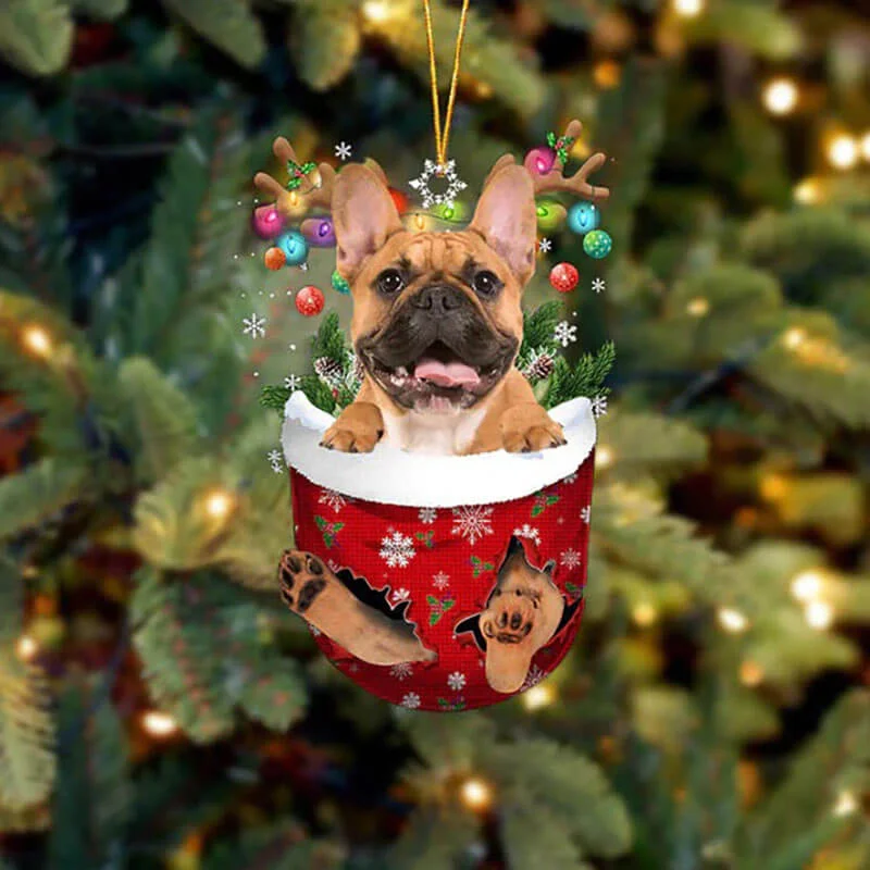 VigorDaily French Bulldog In Snow Pocket Christmas Ornament SP226
