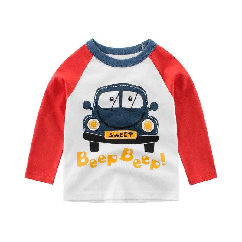 Boys T-shirts Fashion Cartoon Cars Tees Girls Long Sleeve Tops Autumn Winter Kids Cotton Sweatshirt Children Sport T Shirts