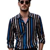 Men's New Casual Fashion Striped Printed Shirt
