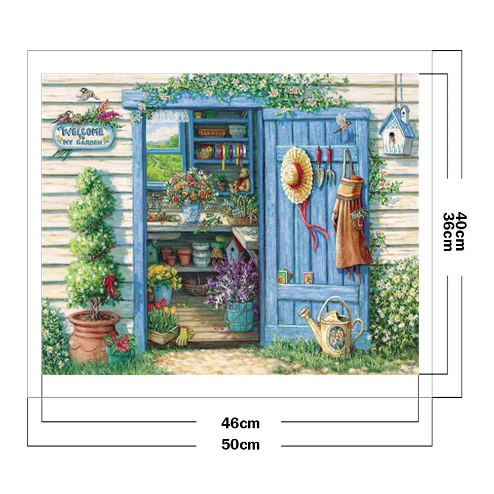 14CT Full Stamped Cross Stitch - Flower House(Canvas|40*50CM)