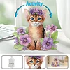 uk.everydayedeals DIY Diamond Painting Acrylic Bobble Head Decoration - Cat Purple Flower