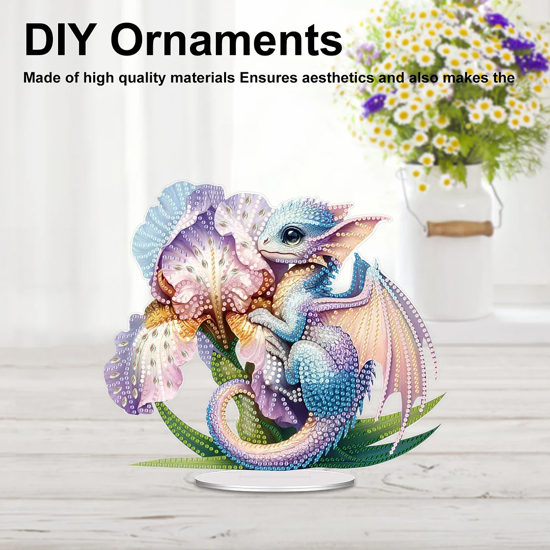 2D Flat Dinosaur DIY Acrylic Table Top Diamond Painting Ornament Kits for Adults