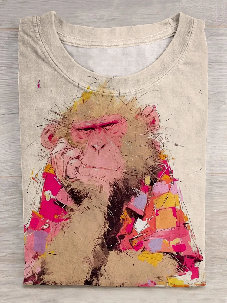Teecade Teecade  Funny Cute Cat Art Print Casual T-Shirt