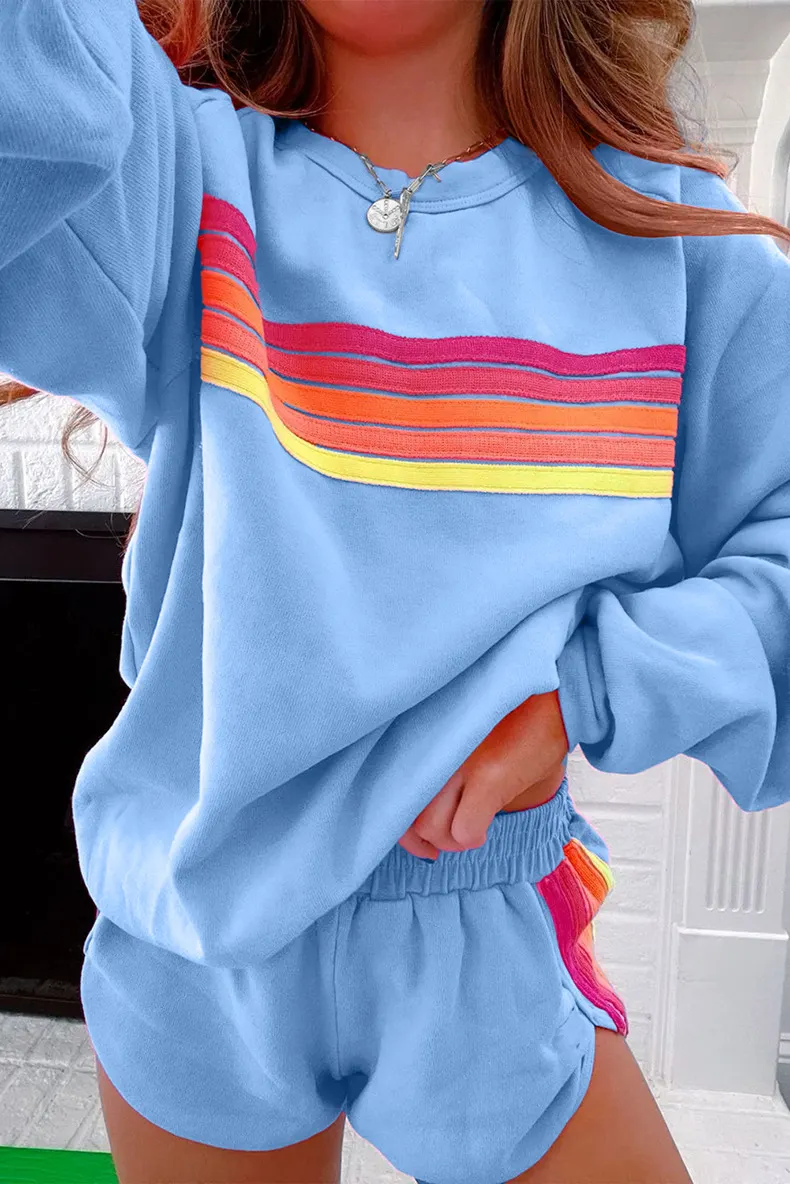 Fall Loose Slim Fit Casual Two Piece Sets Women Trend Color Matching Long Sleeve Women